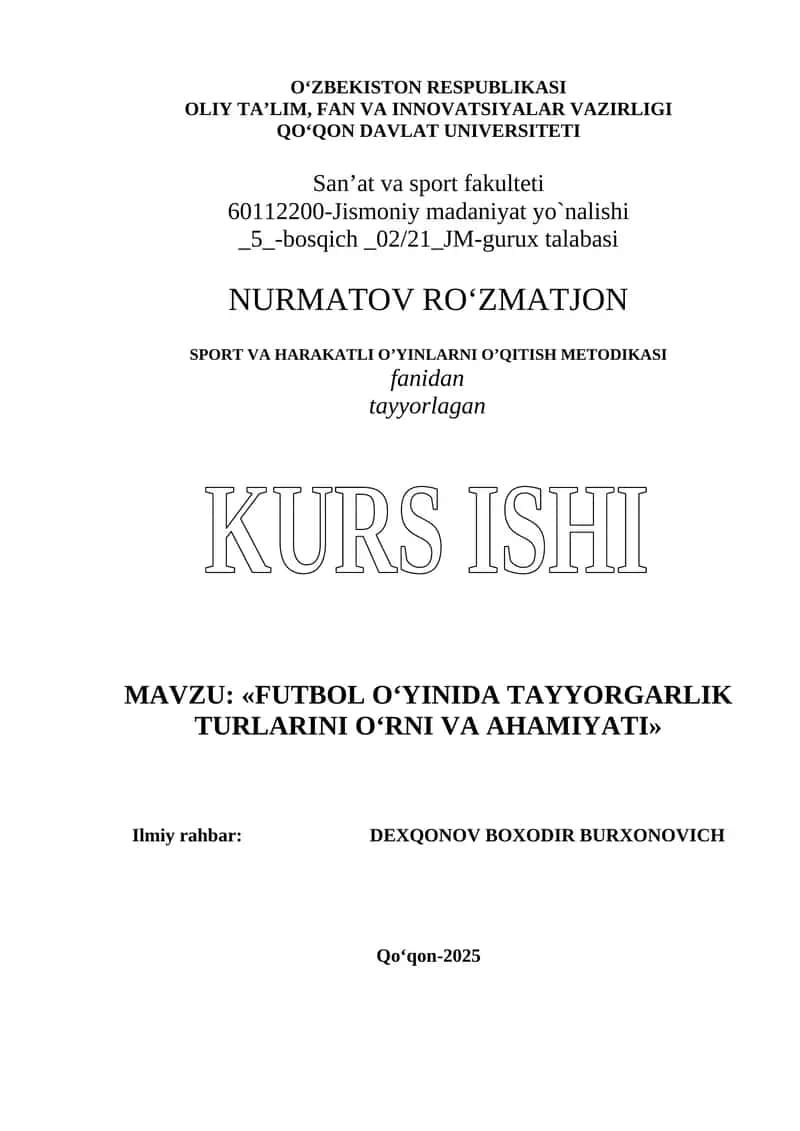 SPORT VA HARAKATLI O’YINLARNI O’QITISH METODIKASI