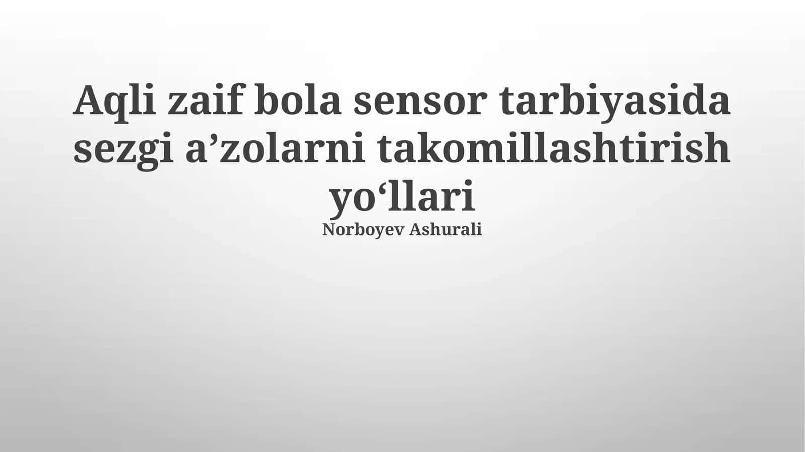 Sensor Idrokning O'ziga Xos Xususiyatlari