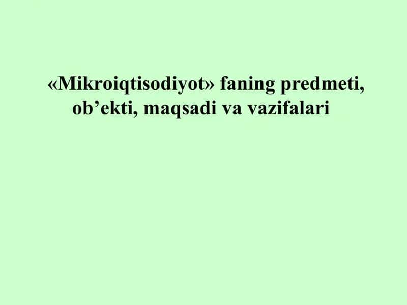 Mikroiqtisodiyot
