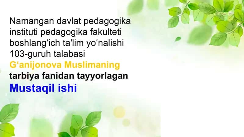Jamoani shakllantirishning istiqbol rejalari