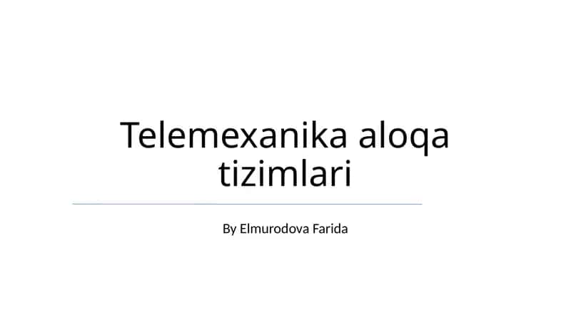 Telemexanika aloqa tizimlari