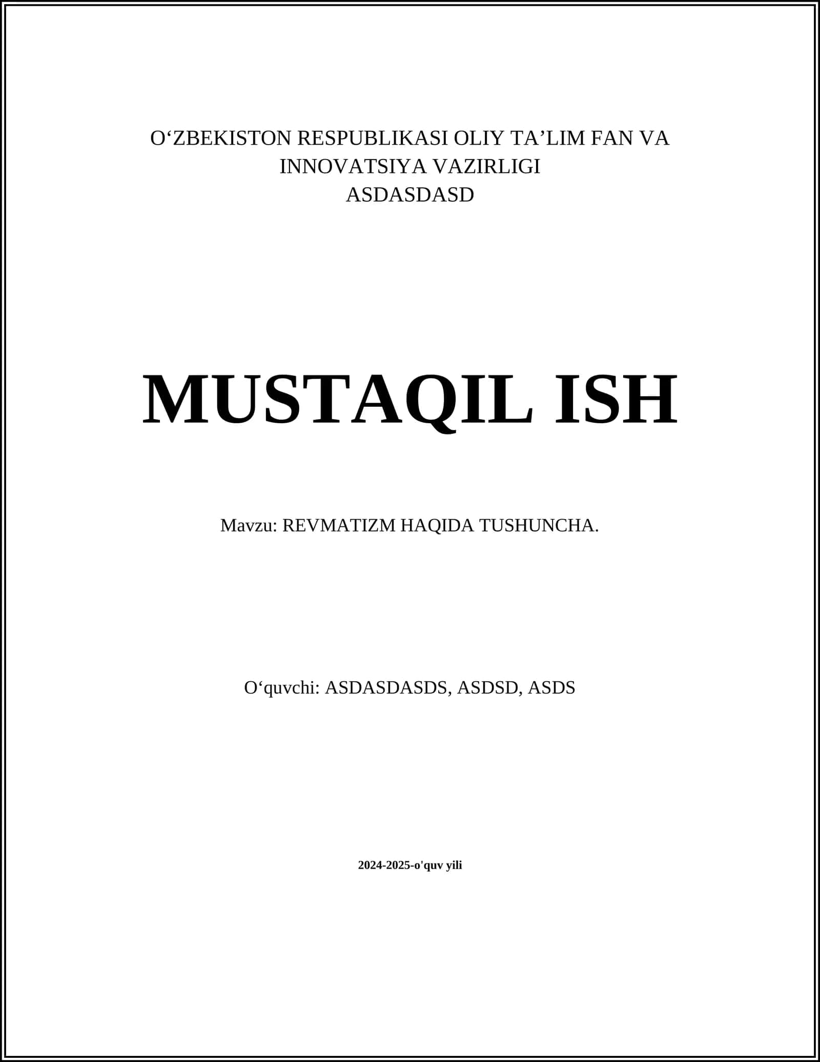REVMATIZM HAQIDA TUSHUNCHA