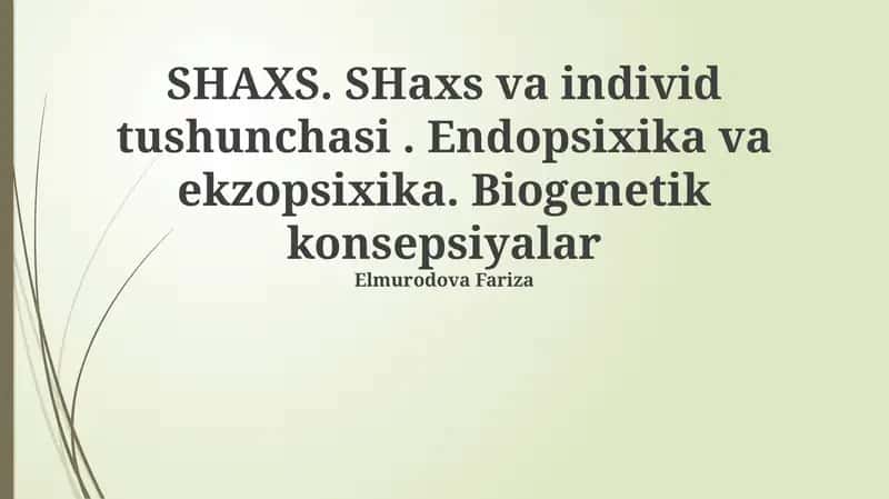 Shaxs va individ tushunchasi