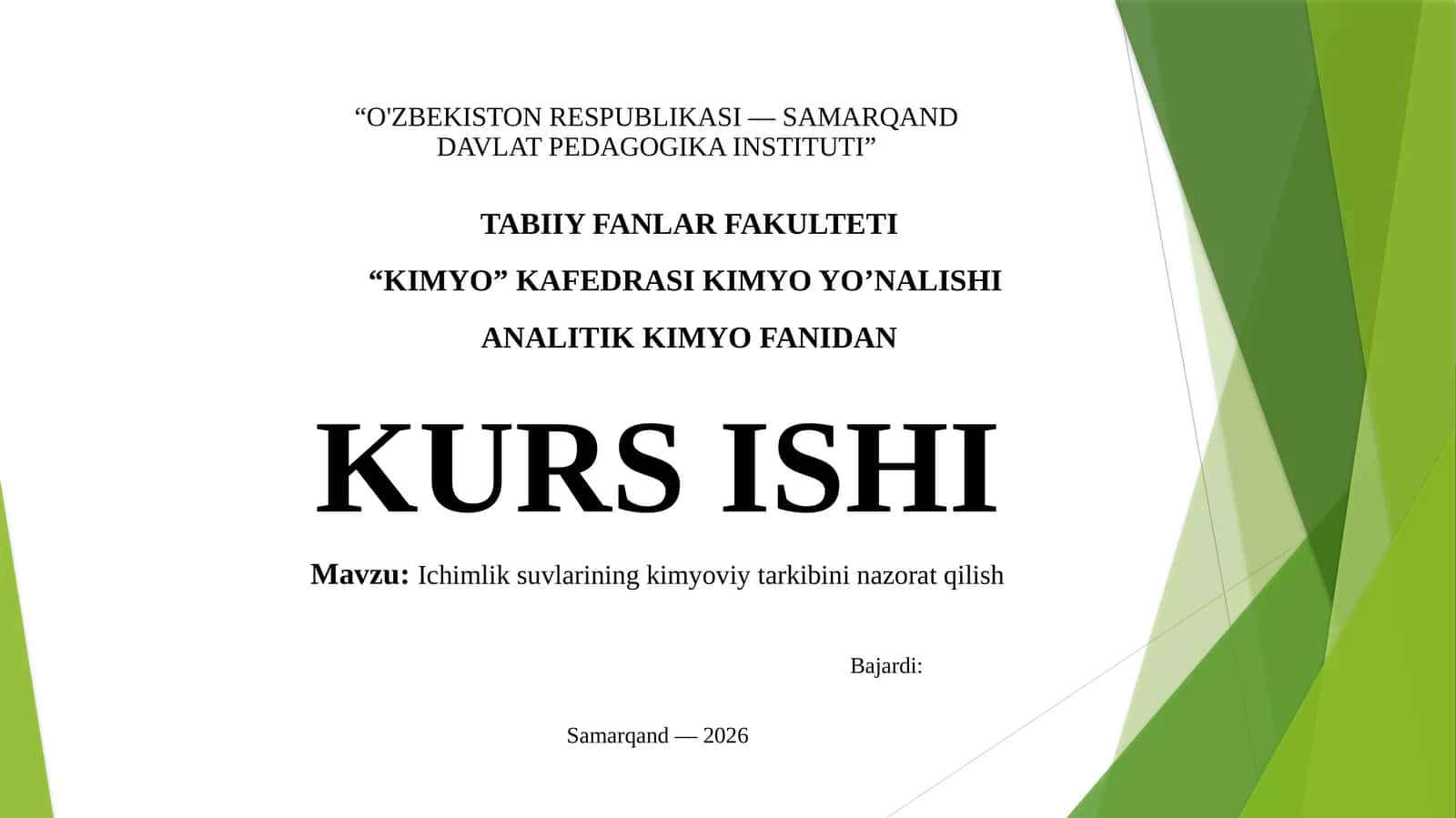 chmlik suvining kimyoviy tarkibi