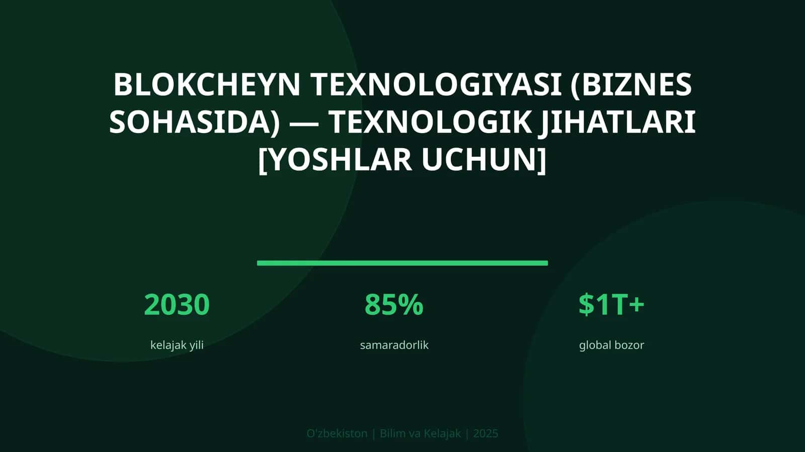 Blokcheyn texnologiyasi (biznes sohasida) — texnologik jihatlari [yoshlar uchun]