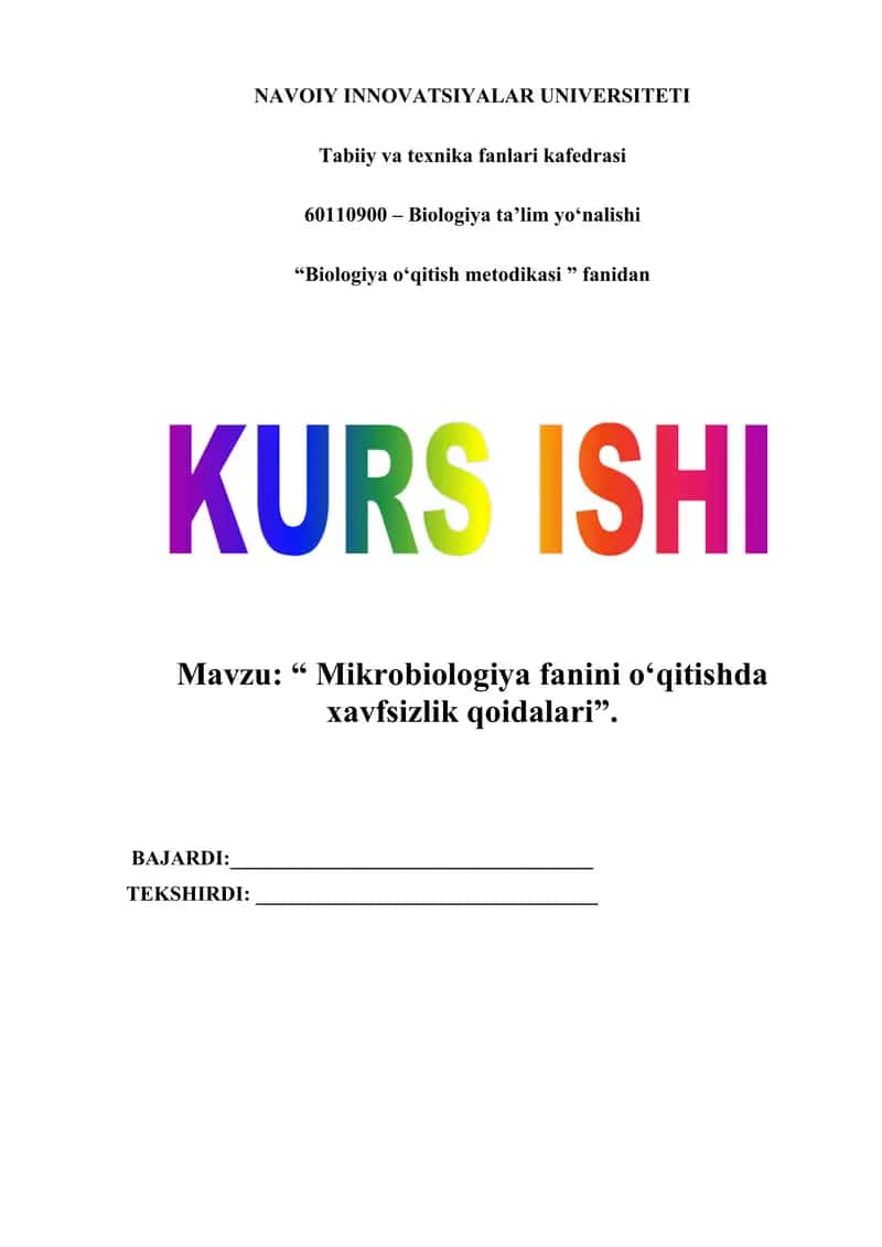 Biologiya o‘qitish metodikasi