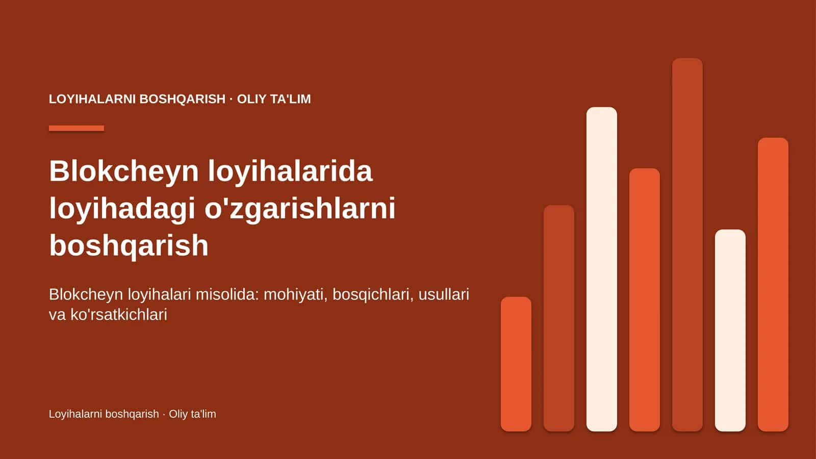 Blokcheyn loyihalarida loyihadagi o'zgarishlarni boshqarish