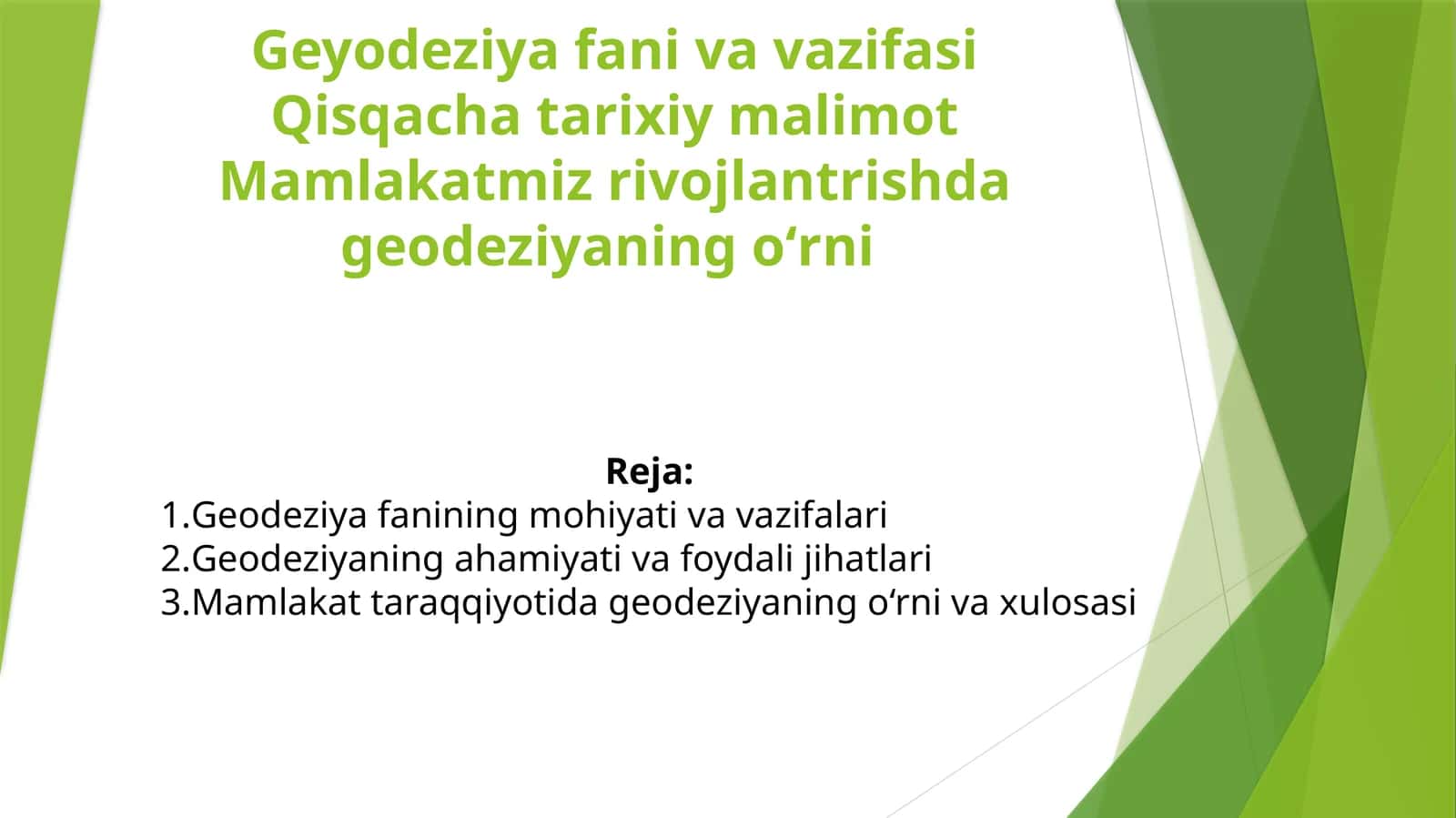 Geodeziya fani va vazifasi