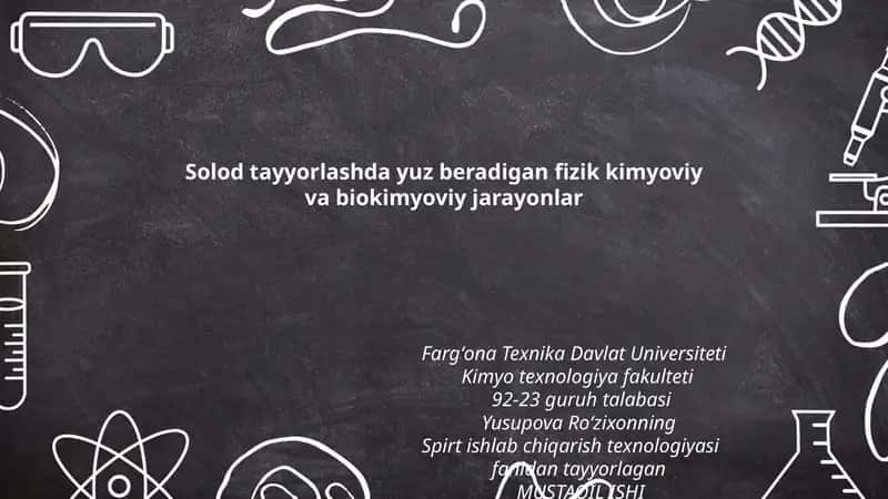 Spirt ishlab chiqarish texnologiyasi fanidan tayyorlagan