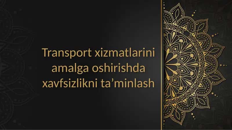 Transport xizmatlarini amalga oshirishda xavfsizlikni ta’minlash