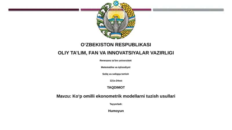 Koʻp omilli ekonometrik modellarni tuzish usullari