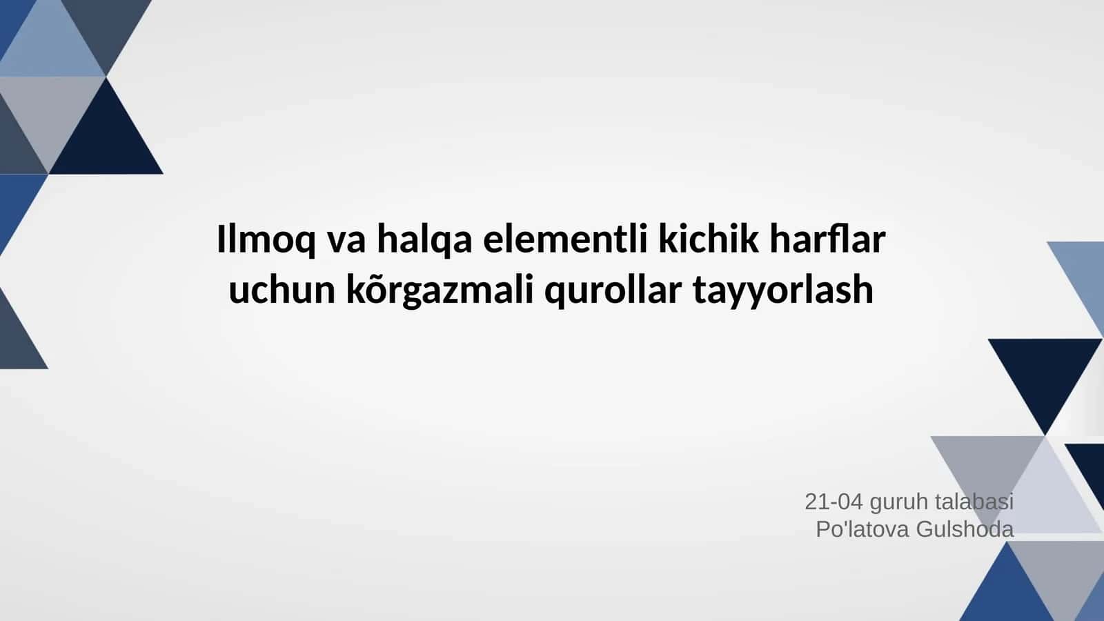 Ilmoq va halqa elementli kichik harflar uchun kõrgazmali qurollar tayyorlash