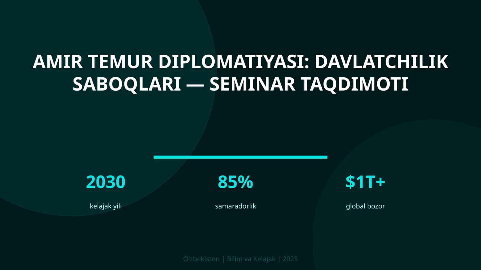 Amir Temur diplomatiyasi: davlatchilik saboqlari — seminar taqdimoti