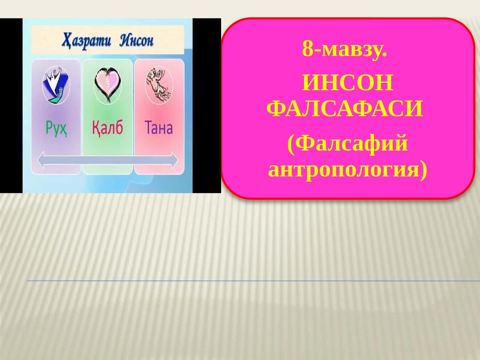 •ИНСОН ФАЛСАФАСИ •(Фалсафий антропология)