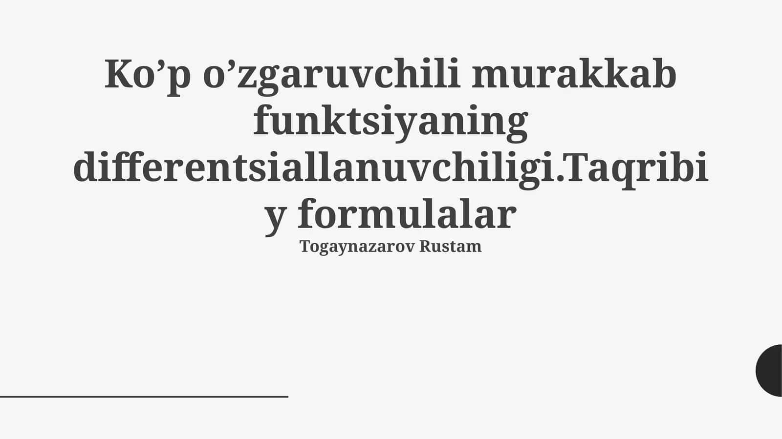 Ko'p o'zgaruvchili murakkab funktsiyaning differentsiallanuvchiligi