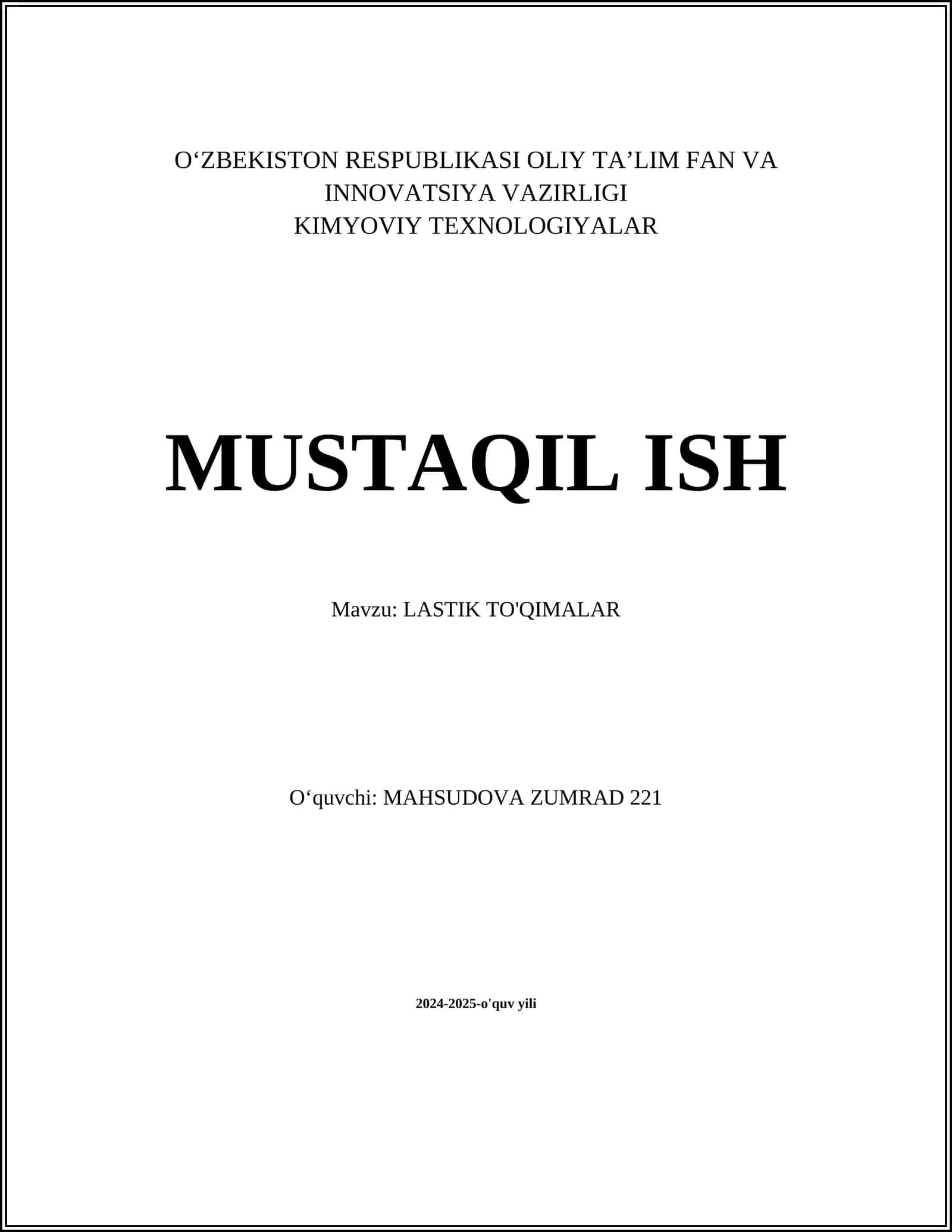 LASTIK TO'QIMALAR