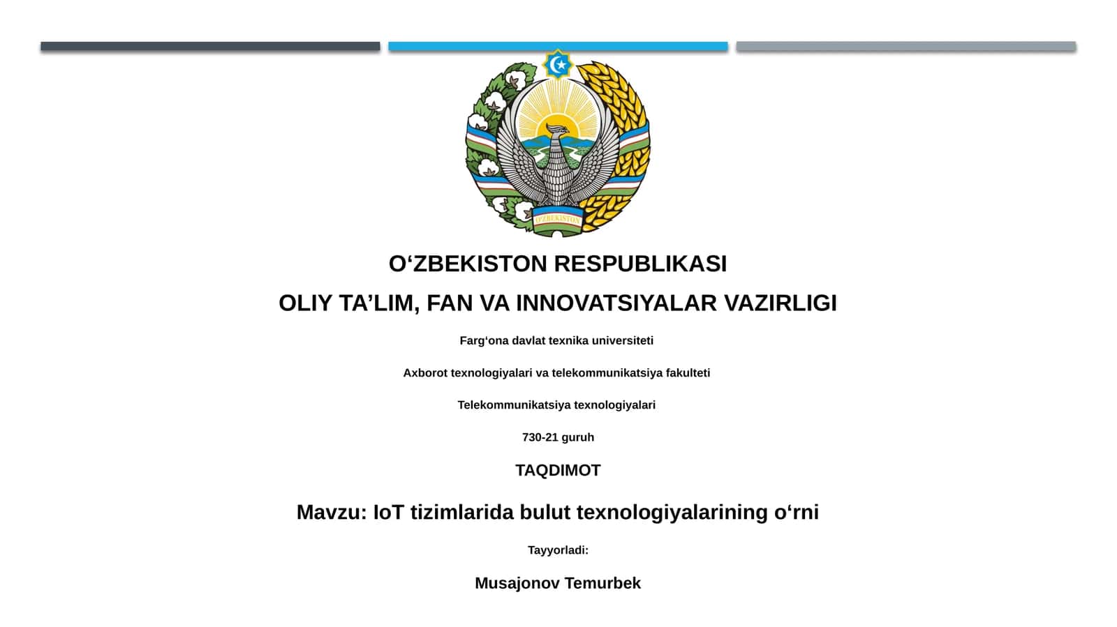 IoT tizimlarida bulut texnologiyalarining o‘rni