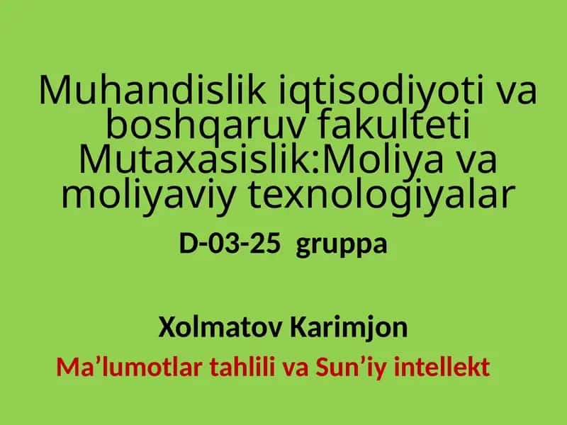 Maʼlumotlar tahlili va Sunʼiy intellekt