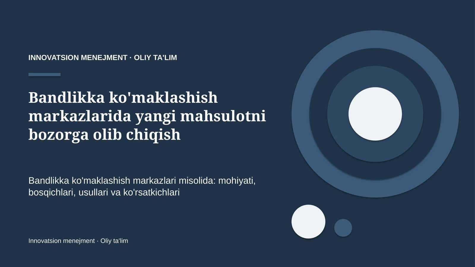 Yangi mahsulotni bozorga olib chiqish