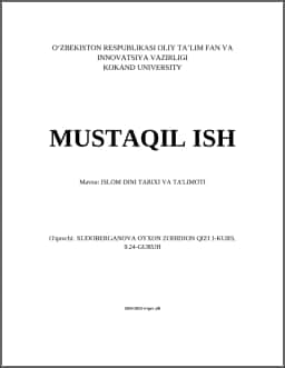 ISLOM DINI TARIXI VA TA'LIMOTI
