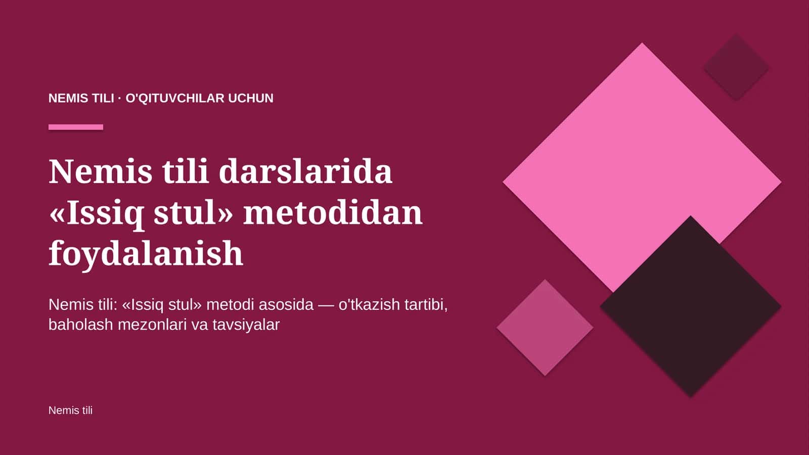 nemis tili darslarida issiq stul metodidan foydalanish 9416