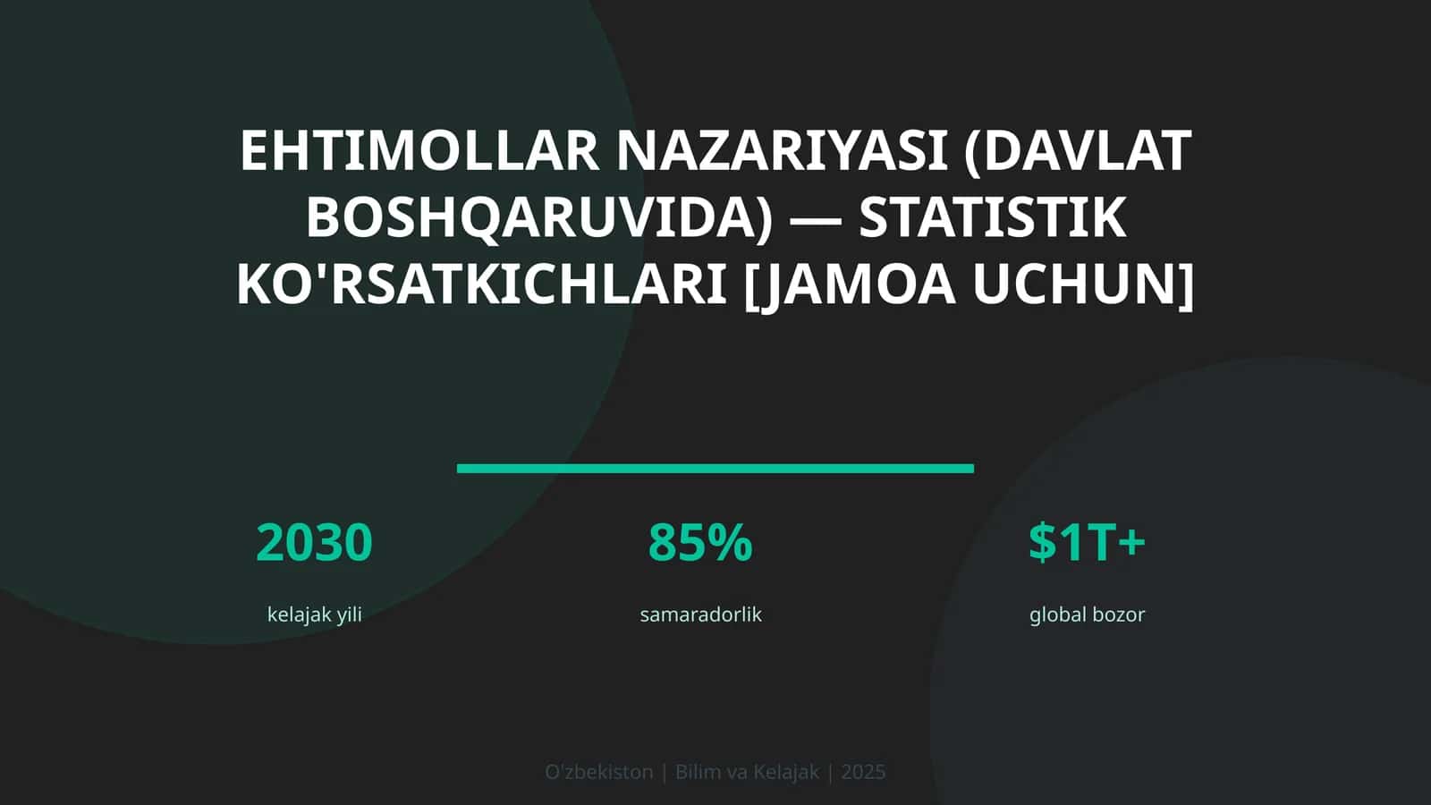 Ehtimollar nazariyasi (davlat boshqaruvida) — statistik ko'rsatkichlari [jamoa uchun]