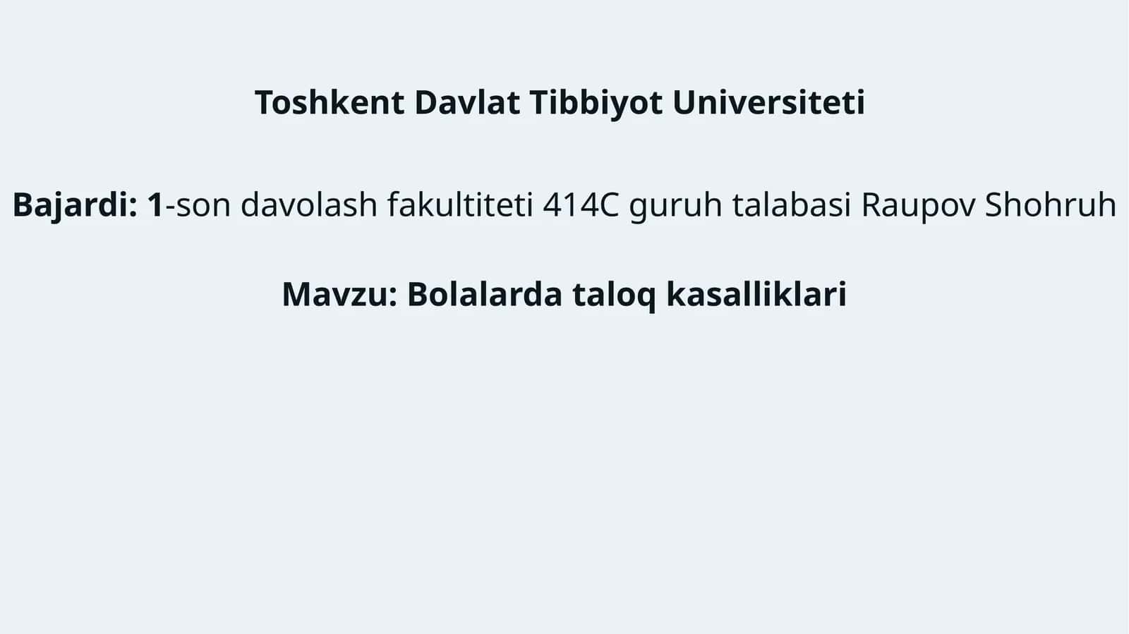 Bolalarda taloq kasalliklari