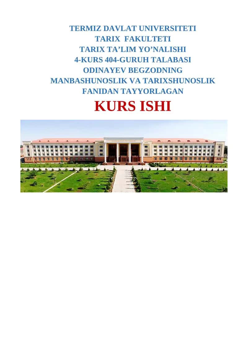 MUSTAQILLIK YILLARIDA CHOP ETILGAN TARIXIY ASARLAR REJA
