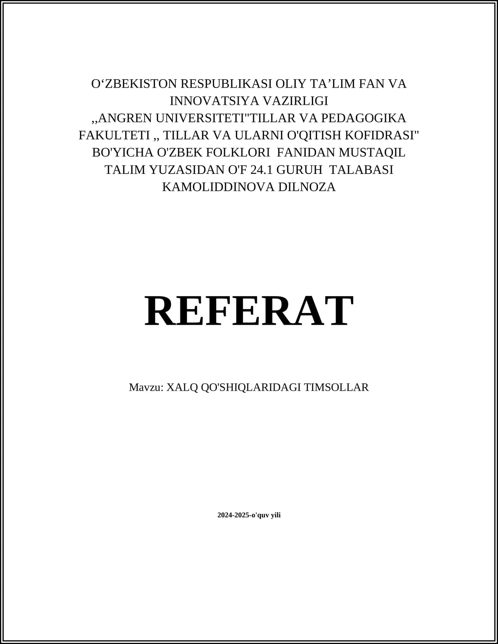 XALQ QO'SHIQLARIDAGI TIMSOLLAR