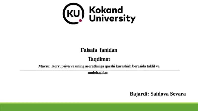 Korrupsiyavauning asoratlariga qarshi kurashish borasida taklif va mulohazalar