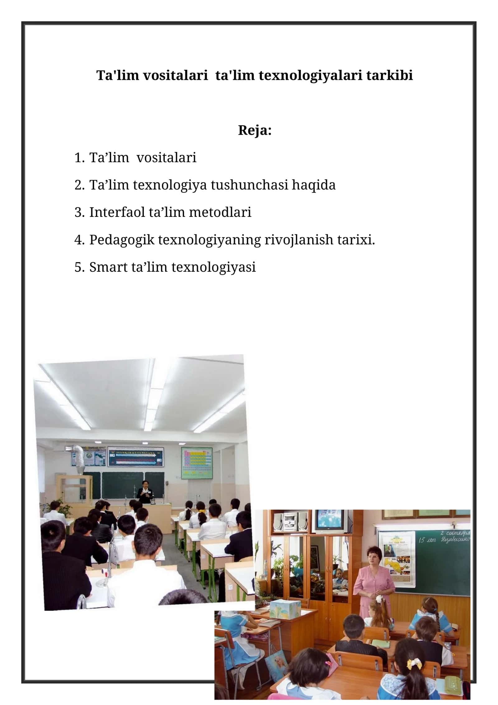 Ta'lim vositalari tarkibi