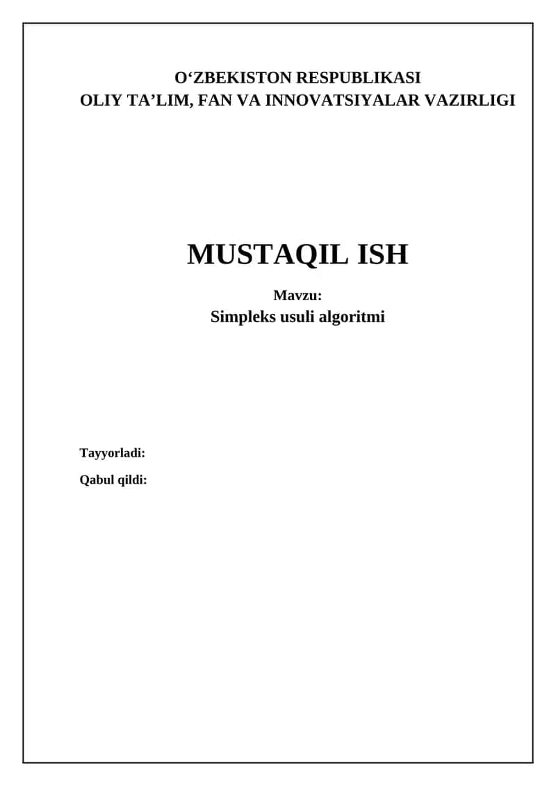 Simplex usuli algoritmi
