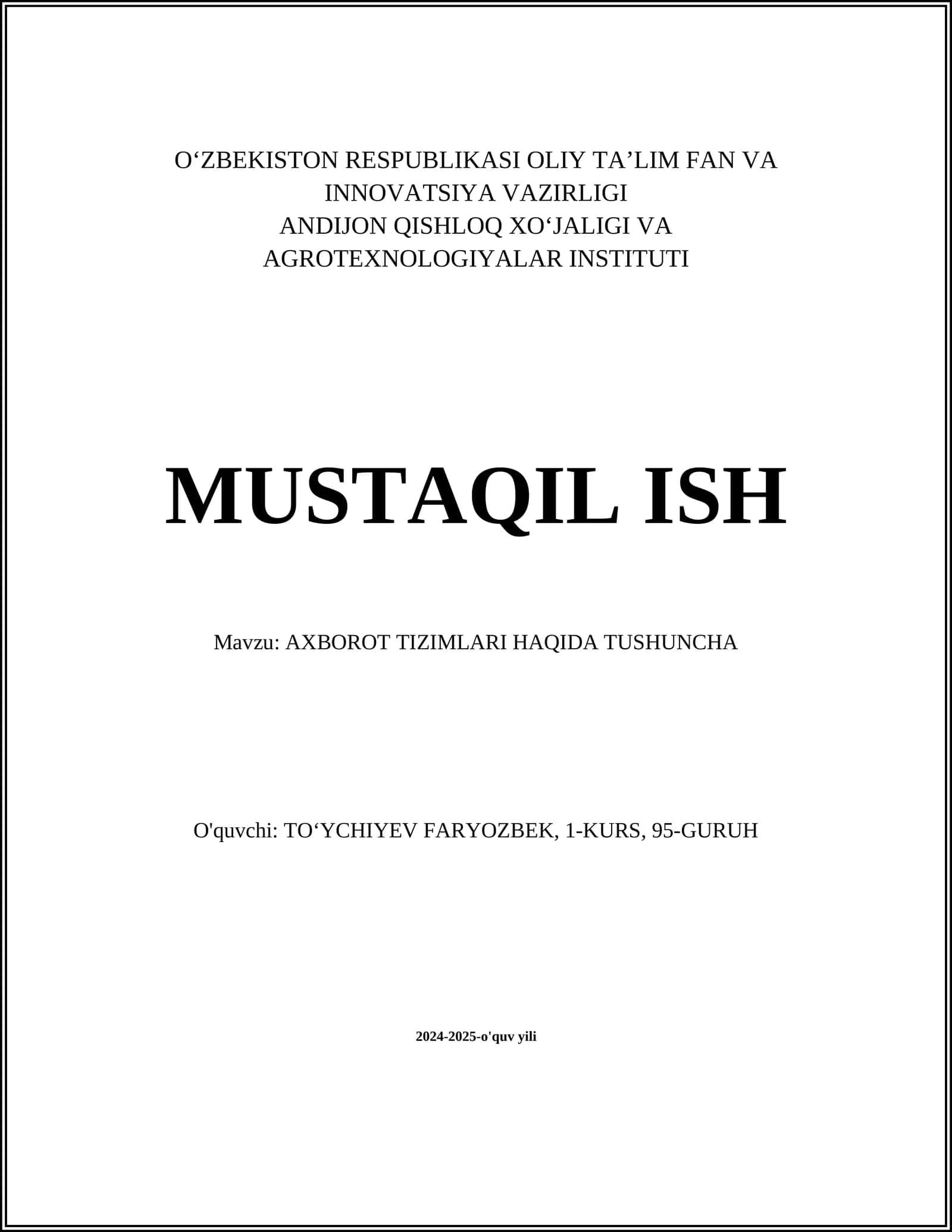 Axborot tizimlari ta'rifi