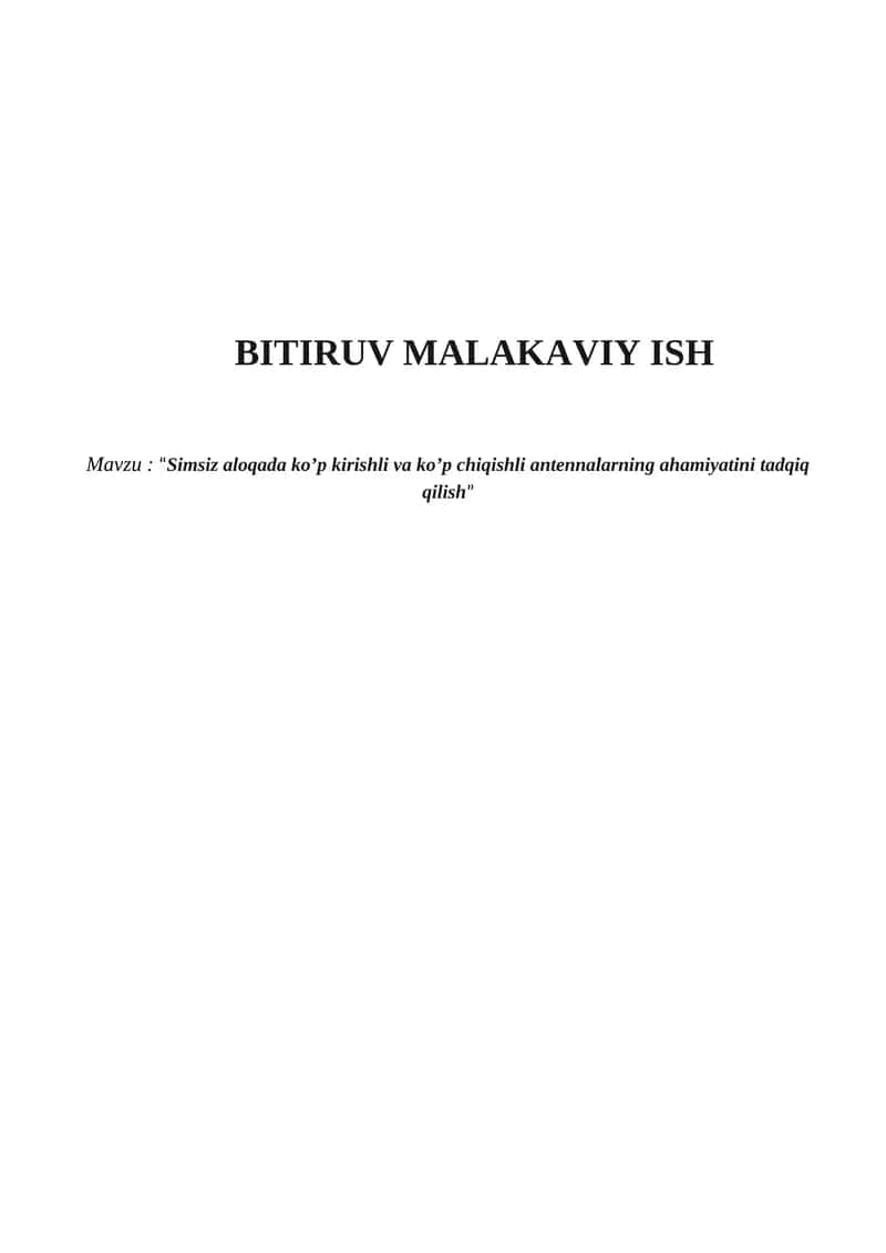 BITIRUV MALAKAVIY ISH