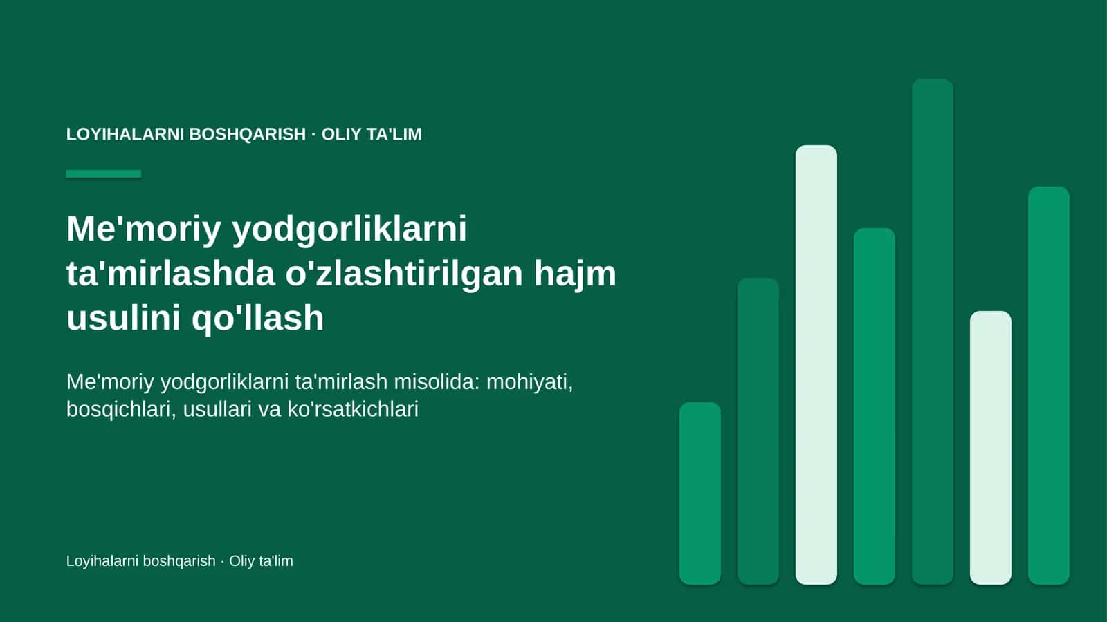 me'moriy yodgorliklarni ta'mirlashda o'zlashtirilgan hajm usulini qo'llash 3796
