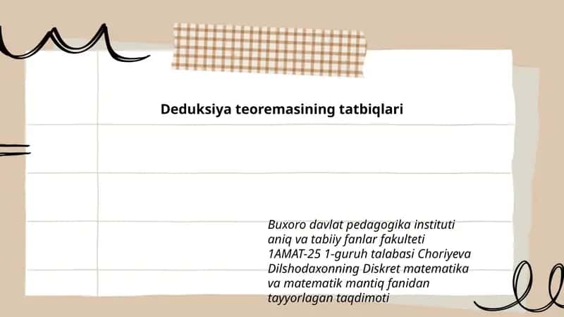 Deduksiya teoremasining tatbiqlari