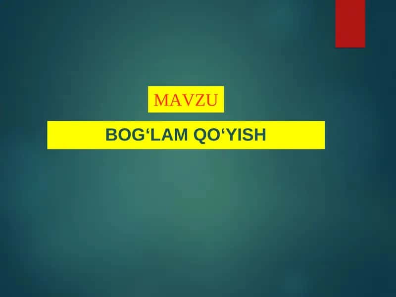 BOG‘LAM QO‘YISH