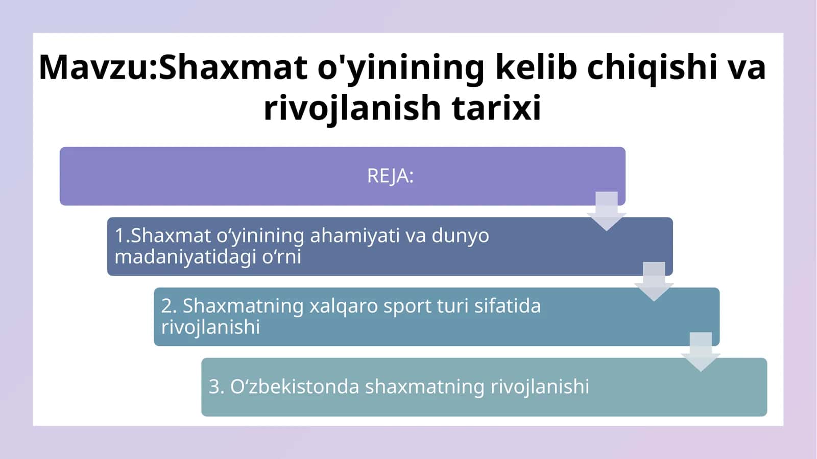 Shaxmat o'yinining kelib chiqishi va rivojlanish tarixi
