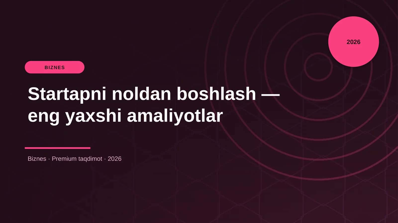 Startapni noldan boshlash — eng yaxshi amaliyotlar