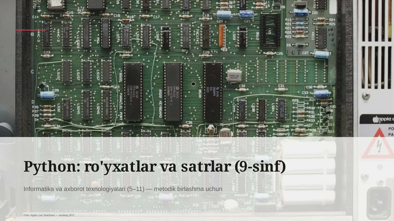 Python: ro'yxatlar va satrlar (9-sinf)