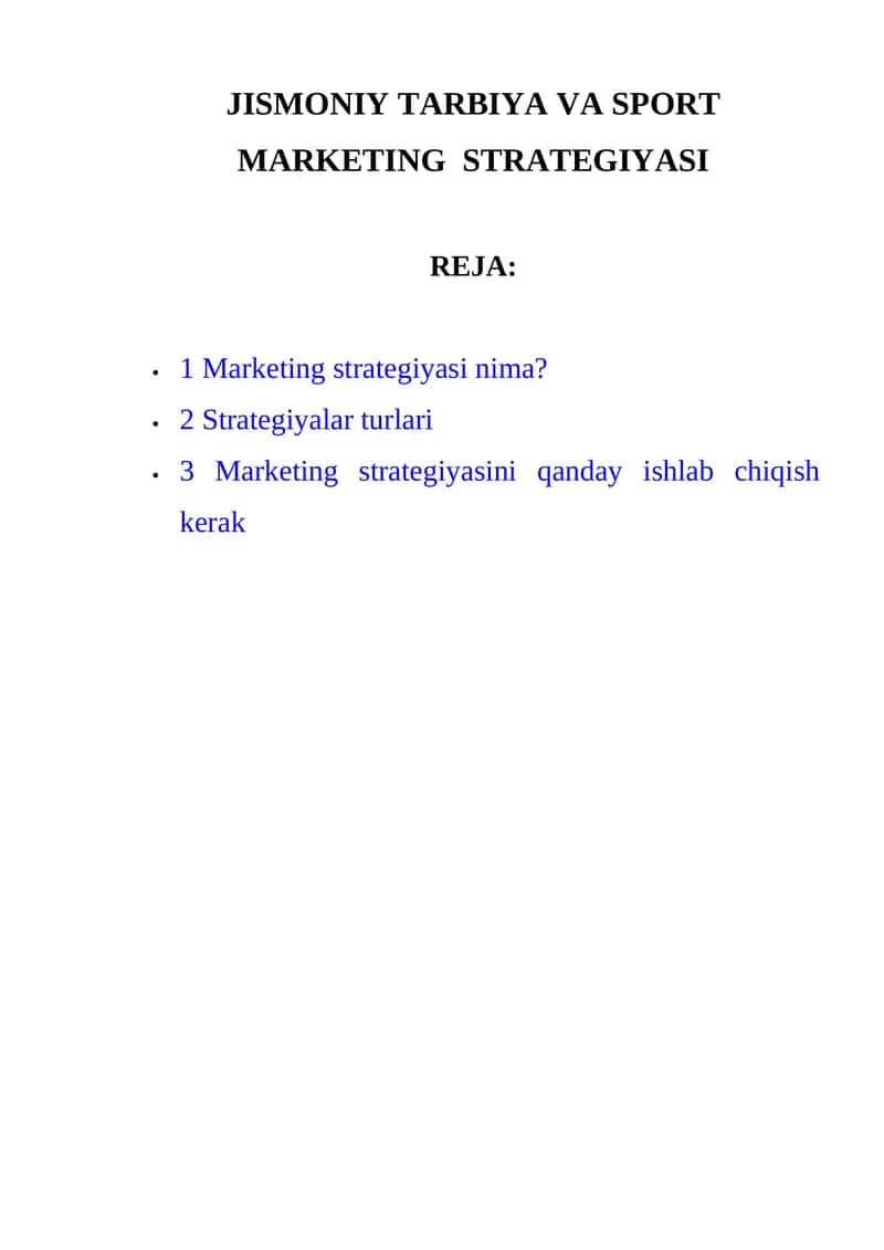 MARKETING STRATEGIYASI