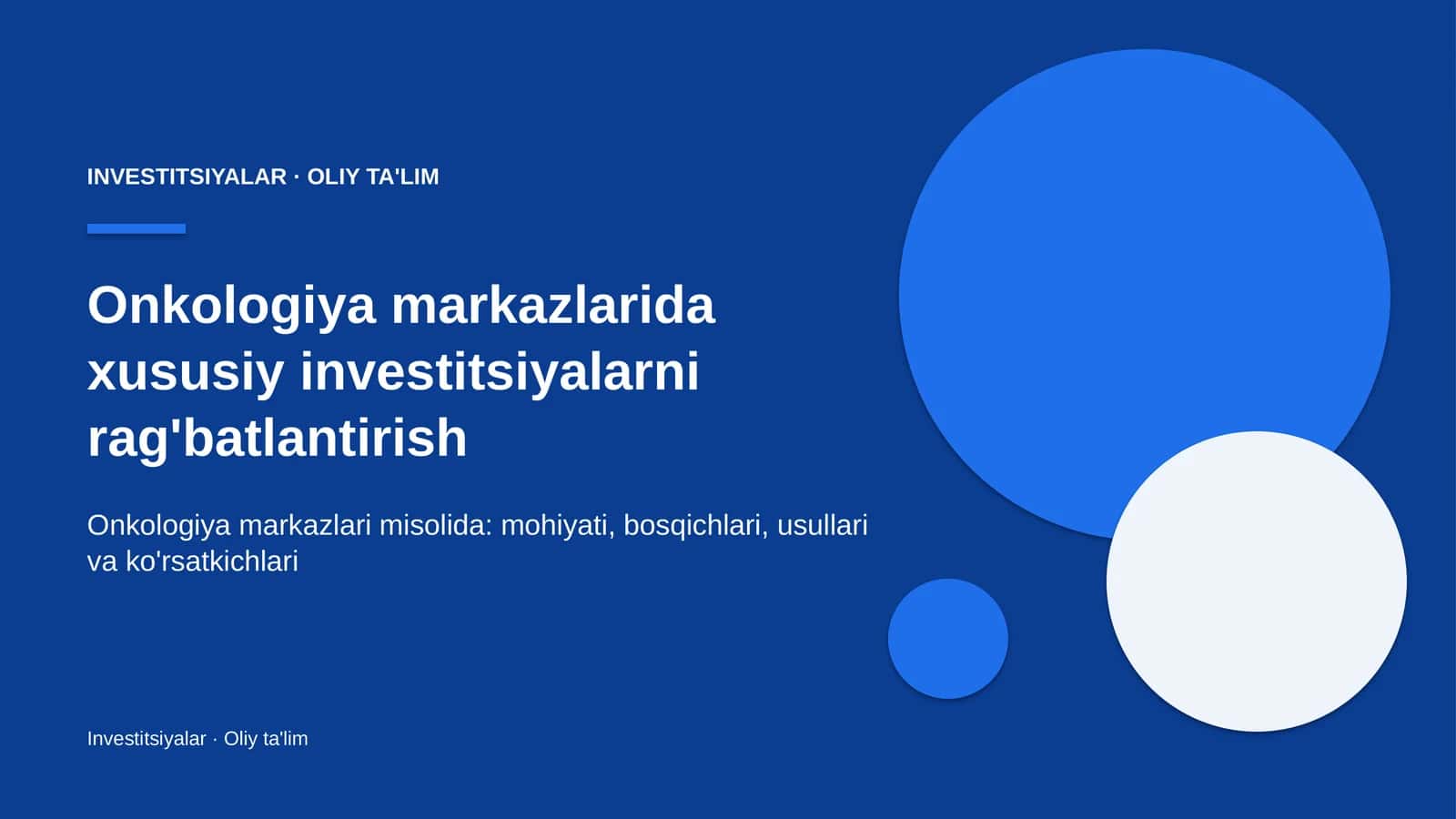 onkologiya markazlarida xususiy investitsiyalarni rag'batlantirish 2134