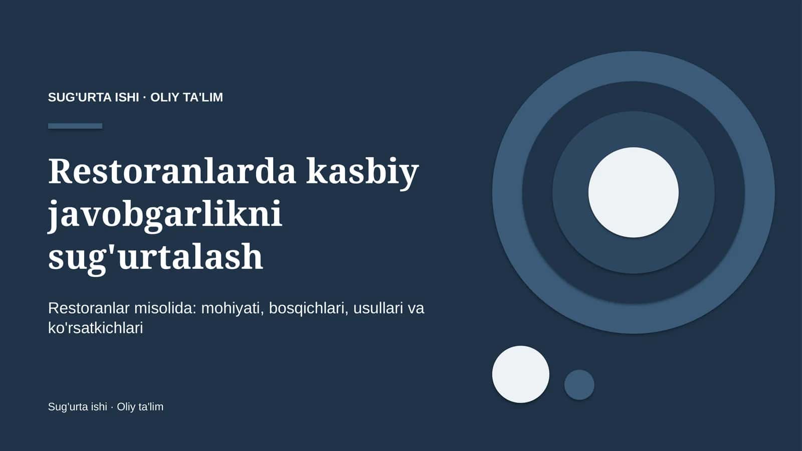 Restoranlarda kasbiy javobgarlikni sug'urtalash