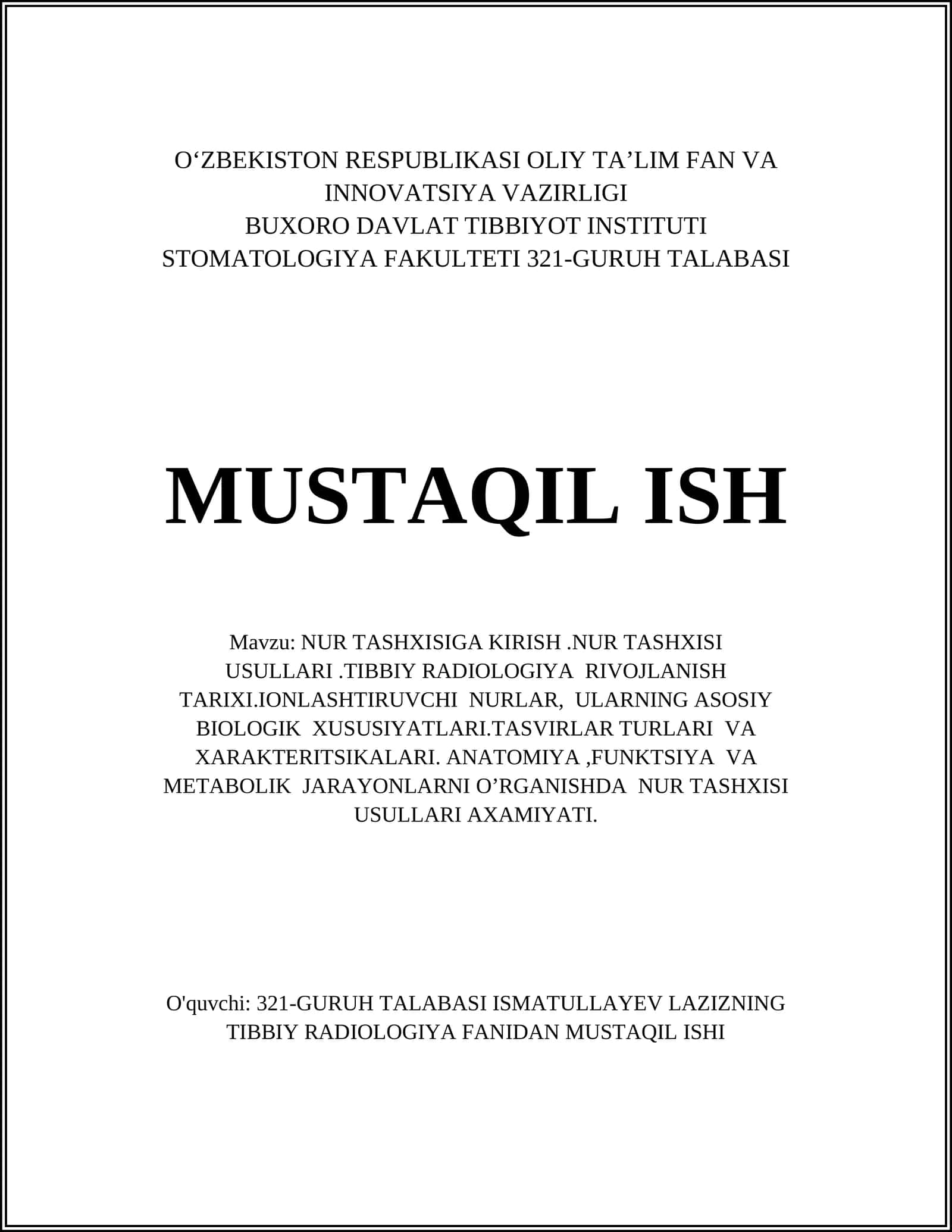NUR TASHXISIGA
