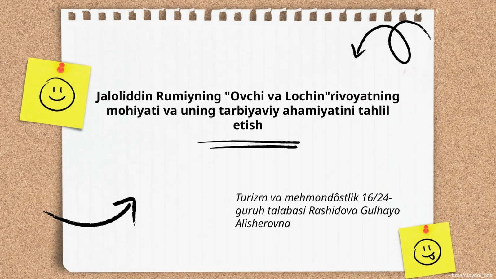 "Ovchi va Lochin" Rivoyati