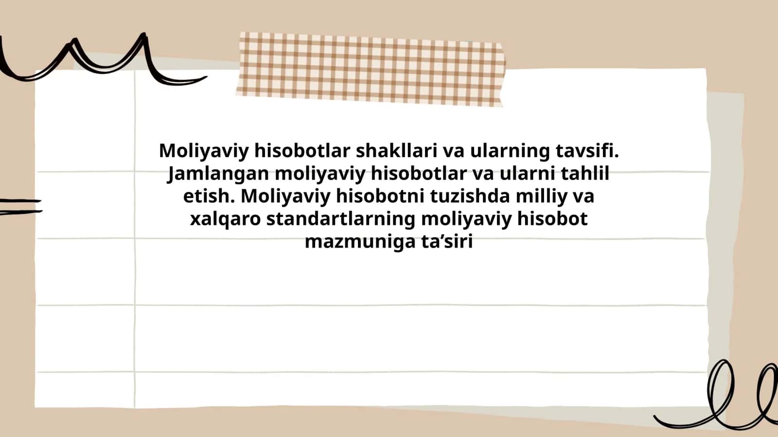 Moliyaviy hisobotlar shakllari va ularning tavsifi