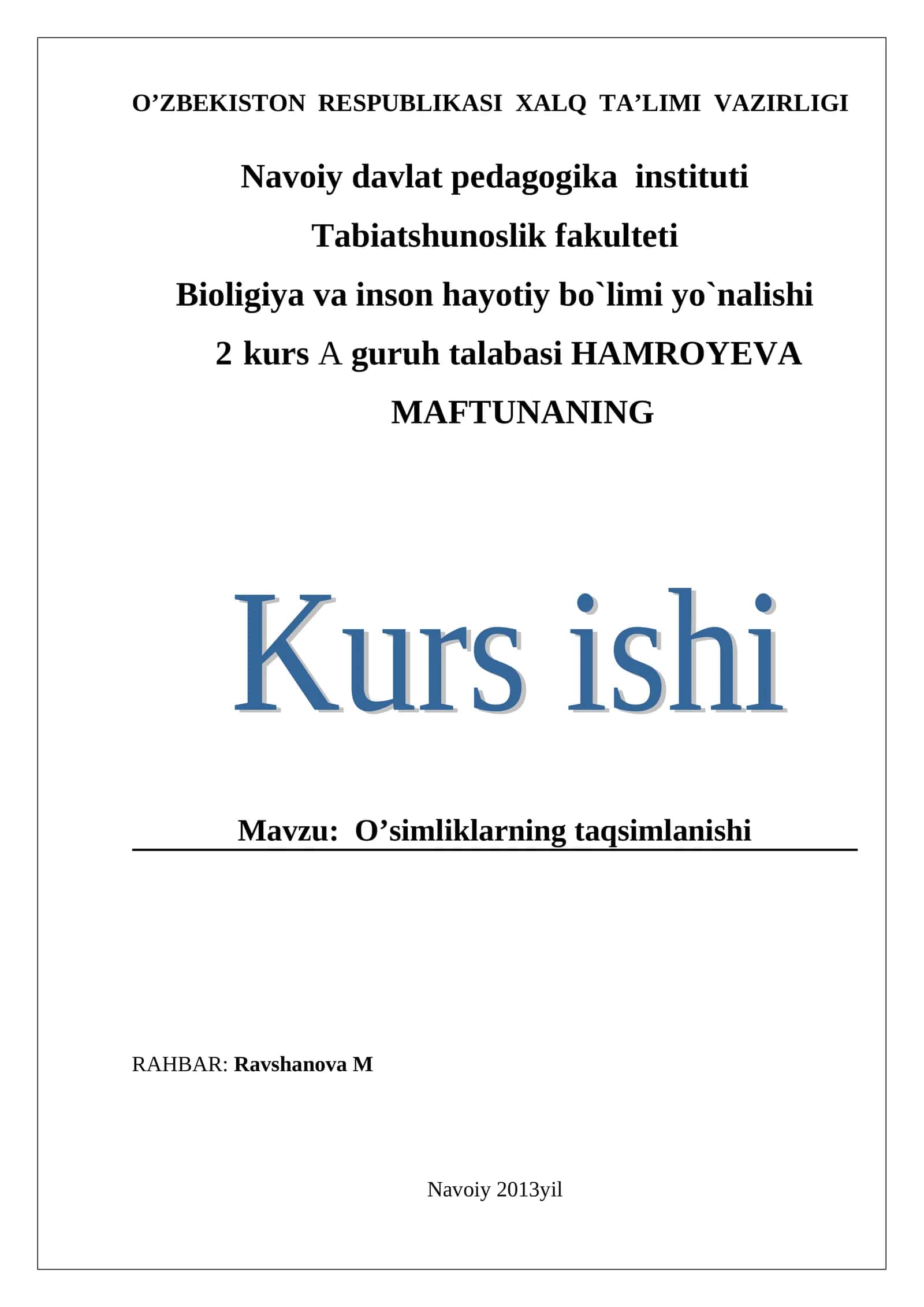 O’simliklarning taqsimlanishi