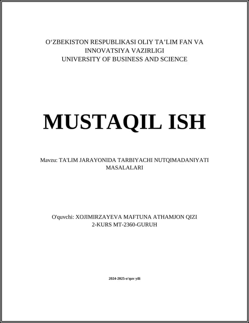 Tarbiyachining pedagogik nutqi