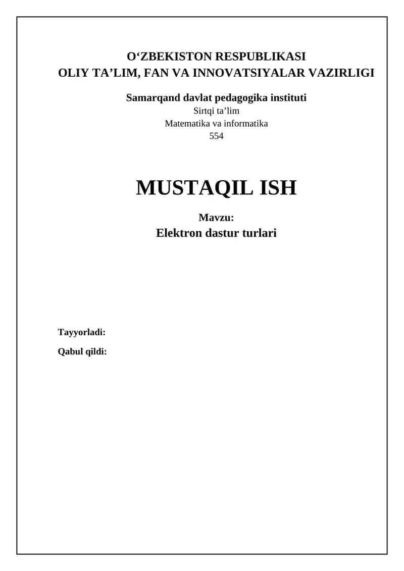 Elektron dastur turlari