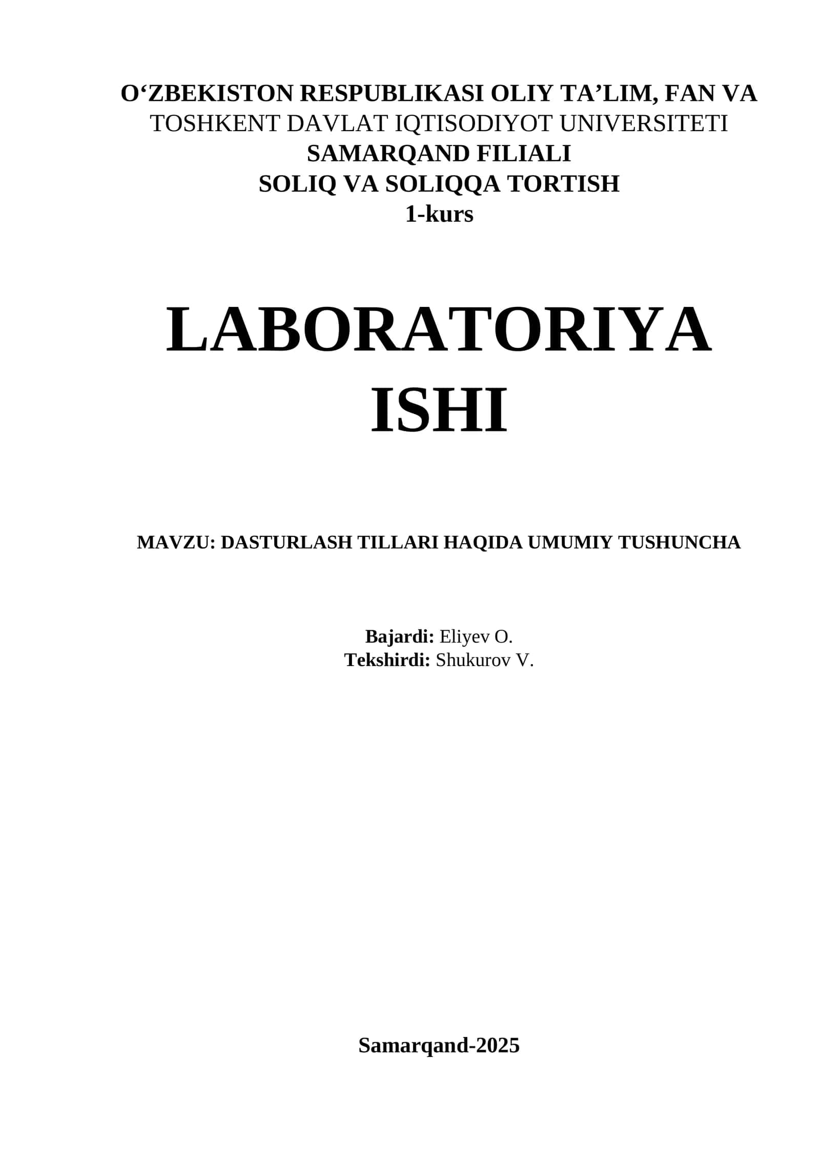 DASTURLASH TILLARI HAQIDA UMUMIY TUSHUNCHA